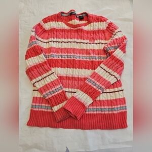 Liz Claiborne Pink Striped Knit Sweater. Size M